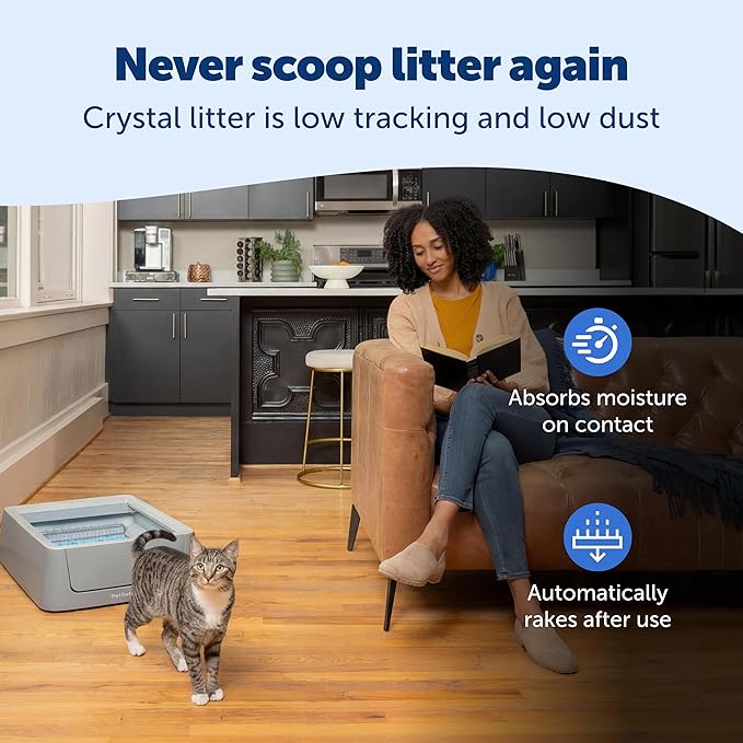 PetSafe ScoopFree Complete Smart Self-Cleaning Cat Litter Box - WiFi & App Enabled - Hands-Free Cleanup with Disposable Crystal Trays - Less Tracking, Superior Odor Control - Includes Disposable Tray
