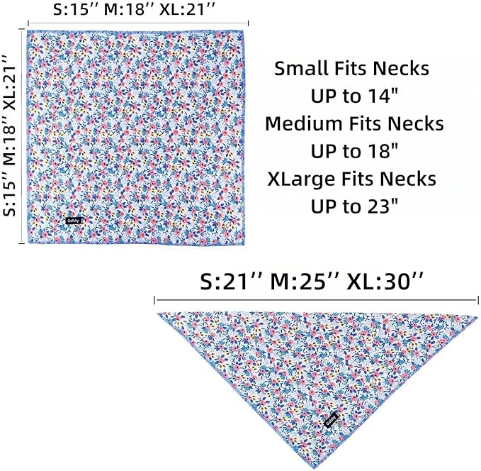 Dog Bandanas Spring-4PCS Puppy Bandana Orange Pink Blue Floral Printing Dog Bib Handkerchief Scarf Breed Accessories for Small Medium Large Dogs Cats Pets Gift
