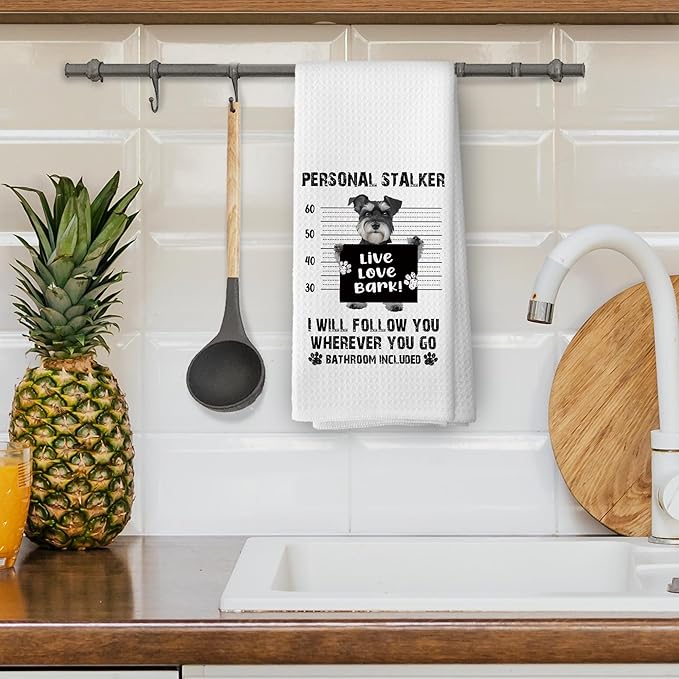 Funny Schnauzer Kitchen Dish Towels, Schnauzer Gifts for Women, Gifts for Dog Mom Dad Lovers Owner Hand Towels Kitchen Tea Towel Decorations, 16x24inch