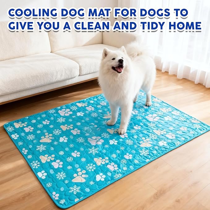 Starry Cooling Mat for Dogs Large 28'' X 39'' Dog Cooling Mat Self Coolings Thin Breathable Washable Non Slip Foldable Portable Reusable in Summer Suitable for Indoor Outdoor Blue