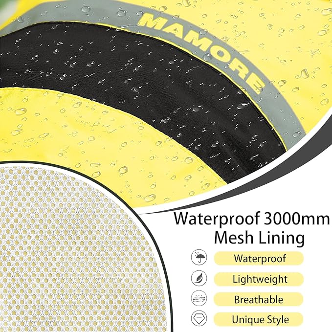 Dog Raincoat, Waterproof Reflective Adjustable Hooded Dog Rain Coat with Leash Hole, Lightweight Breathable Pet Poncho for Dogs (Yellow Bee, Medium(13-22lb))