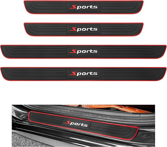 4PCS Car Door Sill Protector,Anti-Scratch Rubber Car Door Protector Edge Guards for Door Steps,Universal Automotive Exterior Accessories Waterproof Door Threshold Strips (Sport, Width 1.57")
