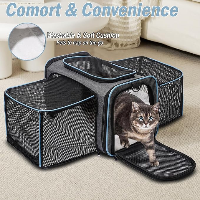 Vivicreate Cat Carrier Airline Approved Soft Sided Pet Carrier for Cats and Small Dogs Collapsible Travel Cat Bag with Ventilation Mesh Shoulder Strap and Fleece Pad
