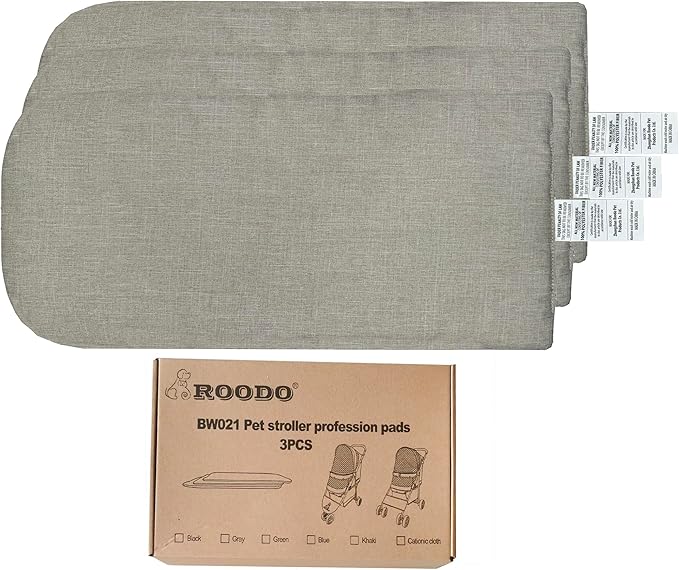 ROODO Pet Stroller Mat,Dog Stroller Cushion,Inner Pad for Exclusive Use,Original,Replaceable,Easy to Clean,Set of 3 pc(Khaki)