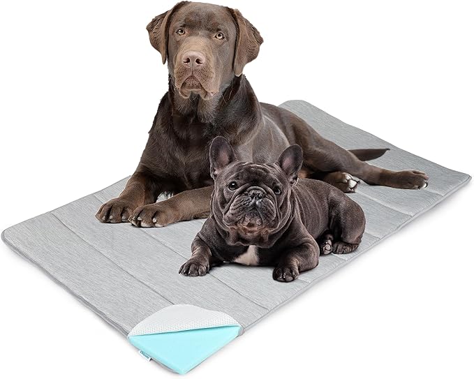 Dog Cooling Mat for Large Dogs - 47x29 Orthopedic Memory Foam Pet Pad for Summer, QMAX>0.5, Washable Premium Comfort Crate Pad for Your Furry Companion, Grey