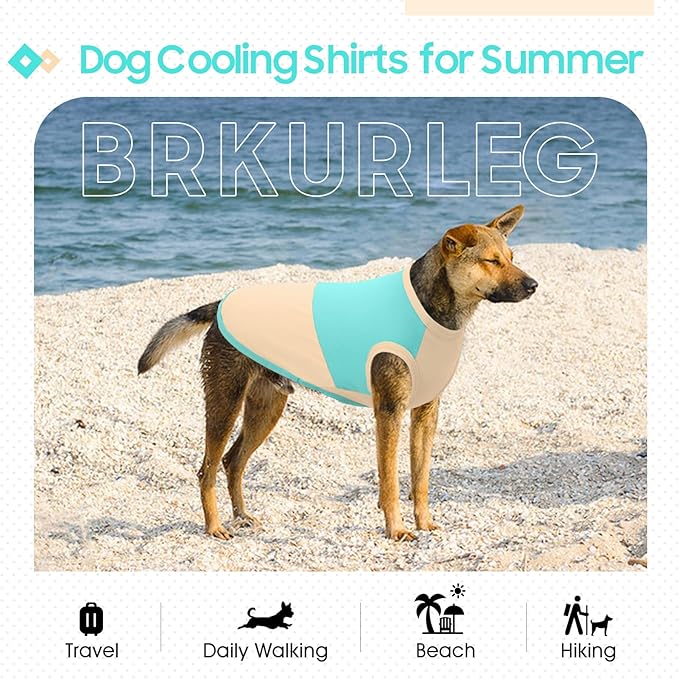 BRKURLEG Summer Dog Cooling Vest Quick Dry Breathable Dogs Cooling Shirts UPF 50+ Sun Protection Dog Shirt Lightweight Pet Shirts for Outdoor Adventures, Walking, Beach, GreenYellow, XS