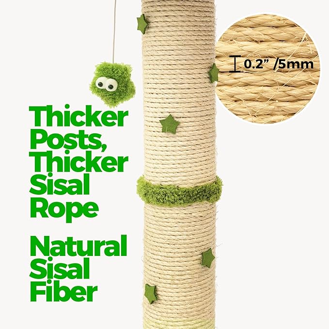 TinyBeast 29.5" Cat Tower with Scratching Post, 4-in-1 Natural Sisal Cat Scratcher with Removable Plush Perch Bed, Cat Stand Featuring Dangling Ball & Spring Ball, Cat Tree Tower for Indoor Adult Cats
