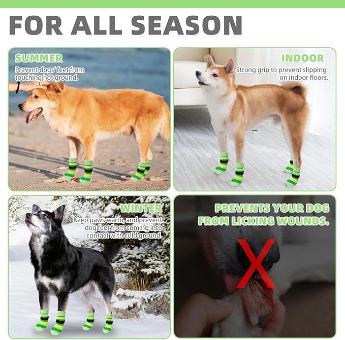 KOOLTAIL Dog Socks for Hot Pavement, Summer Dog shoes to Prevent Licking Paws for Hardwood Floor, Non Slip Double Sides Boots & Paw Protectors, Pet Grippy Booties for Small Medium Large Senior Dogs, L