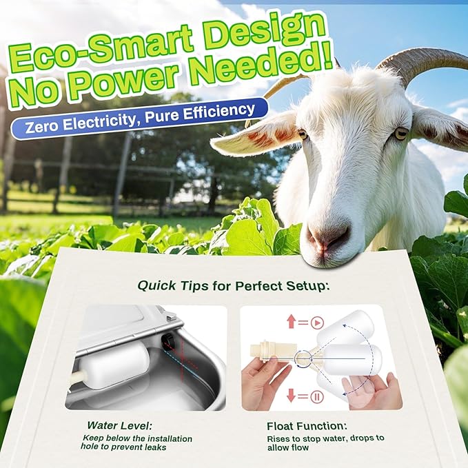 Ademon Automatic Animal Drinking Water Bowl with Float Valve, Extended Pipe & Drain Hole, Stainless Steel Waterer Feeder Farm Dog Dispenser Kit Self Filling for Livestock Horse Goat Water Trough