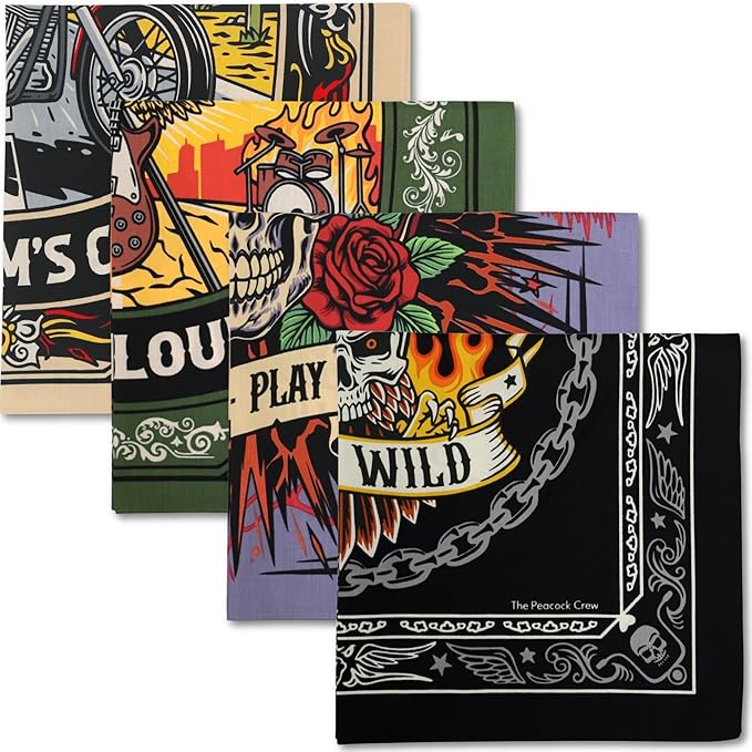 The Peacock Crew Premium Soft Cotton Bandanas Pack for Men and Women Paisley 22 x 22 inches