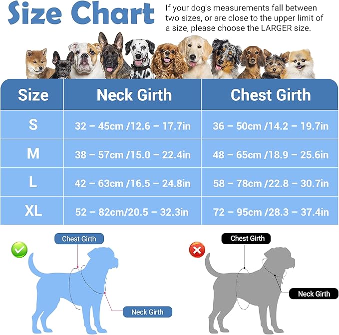 Funfox Dog Harness No Pull, Adjustable Pet Vest Harness, Super Soft Material with Vertical Handle Easy Control, Reflective Night Walking, 2 Leash Clips for XLarge Dogs, Mosaic Blue, XL