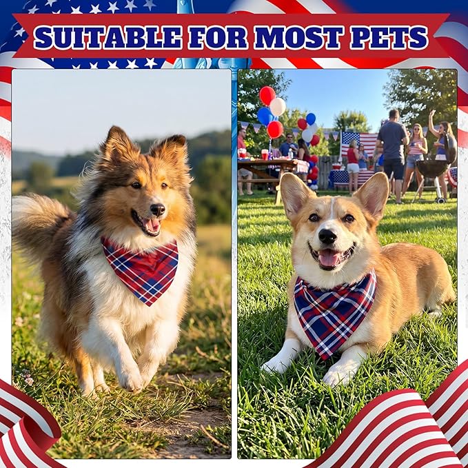 Abbylike 100 Pcs Patriotic Dog Bandanas Bulk 4th of July Bandanas for Dogs Triangle Kerchief Scarf for Pet 250th Anniversary Costume Photo Props Accessories Pet Shops, 25 Styles(25.6 x 17.7 x 17.7)