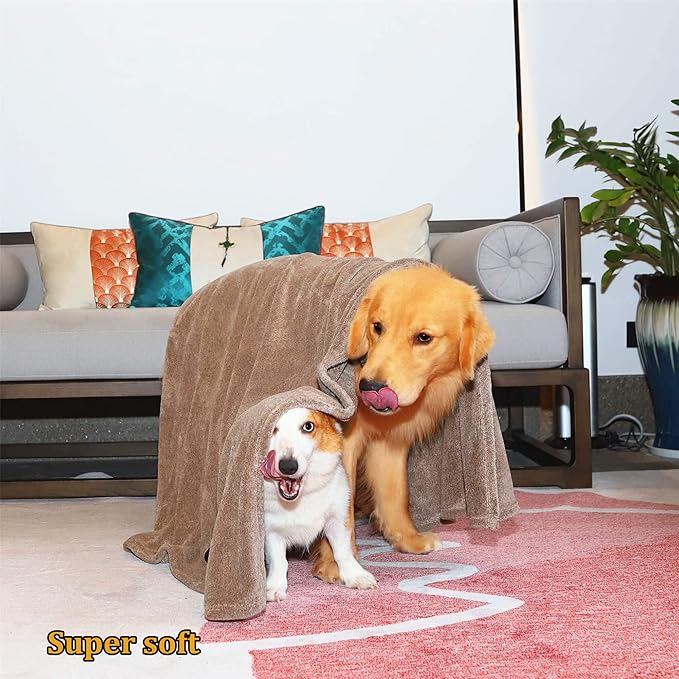 Dogvingpk Extra Large Dog Towel 1 Pack, Super Absorbent Soft Quick Drying Microfiber Pet Bath Towels for Large & Medium Dogs (XL-55" * 36", Brown)