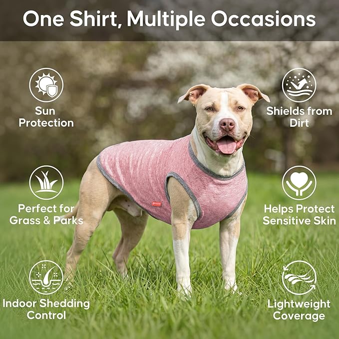KYEESE 2Pack Dog Shirt, Lightweight Sun Protection Sleeveless Dog T Shirts for Small Dogs Girl, Breathable Puppy Reflective Tank Top Summer Dogs Clothes for Outdoor Walking, Pink+Grey, S