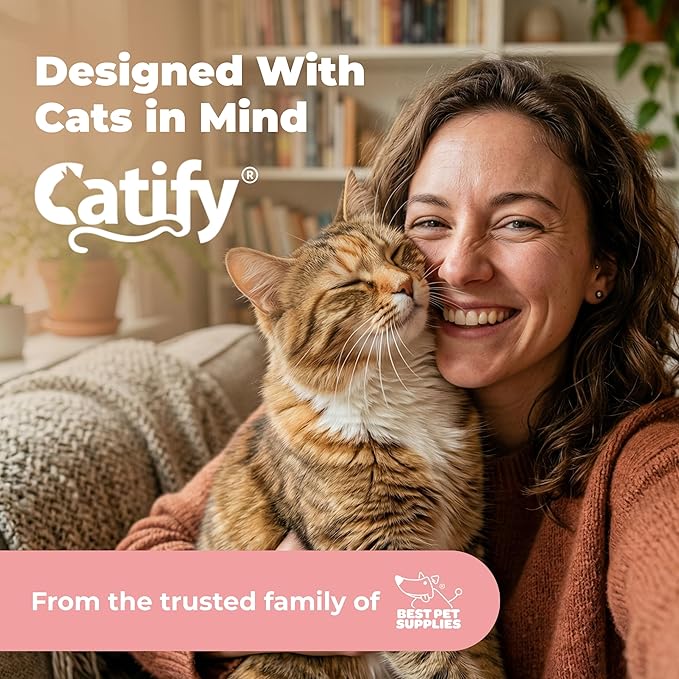 Best Pet Supplies Catify Cat Scratcher, Fun Interactive Scratchers, Posts, Poles, Claw Safe, Furniture Saver Indoor Play Support Natural Cat Behaviors Heavy Duty - Beige Scratching Post - H: 33"