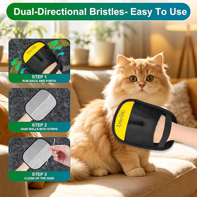 Pet Hair Removal Glove for Dogs & Cats, Reusable Electrostatic Pet Hair Remover for Couch, Carpet, Clothing & Car Seats, Washable Fur Remover Glove for Laundry, Furniture & Pet Bed