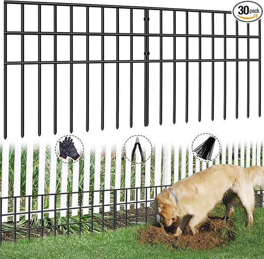 42.5ft(L) x 13in(H) Animal Barrier Fence, 30 Panels No Dig Garden Fence for Dog Rabbit, Rustproof Anti Digging Barrier, Garden Edging Border Ground Defense for Outdoor, Yard, Patio