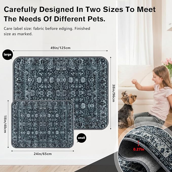 Washable Pee Pads for Dogs and Cats, 2 Pack Absorbent Thick Reusable Training Dog Pet Puppy Pads, Waterproof & Non-Slip Whelping Pads for Potty Training, Whelping, Playpen, Crate, Prevents Leakage