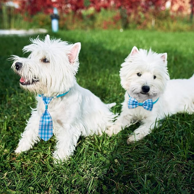 Reginary 100 Pieces Dog Bow Tie Collar Set Includes 50 Neckties and 50 Bow Ties Adjustable Cat Dog Bowties Neckties for Small Medium Puppy Cat Hawaii Summer Spring Style Grooming Accessories