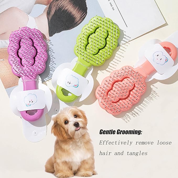 Small Dog Grooming Brush,Cloud Shape Puppy Brush Detangling Dog Hair Brushes for Wet or Dry - Perfect for Shih Tzus, Yorkies, Maltipoos - Ideal Puppy Hair Brushes for Maltese and Small Breeds (Purple)