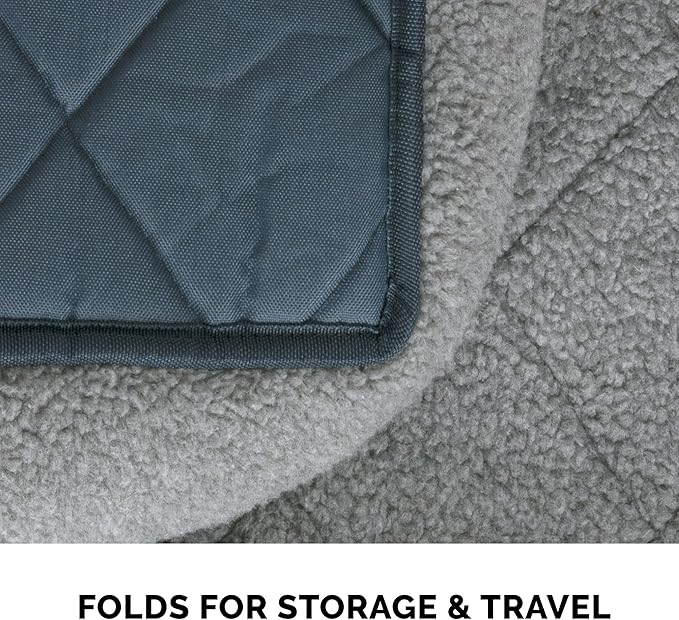 Furhaven Dog Bed for Large Dogs, 100% Washable, Sized to Fit Crates - Sherpa Fleece Bolster Crate Pad - Gray, Extra Large/XL, 42.0"L x 26.0"W x 3.0"Th