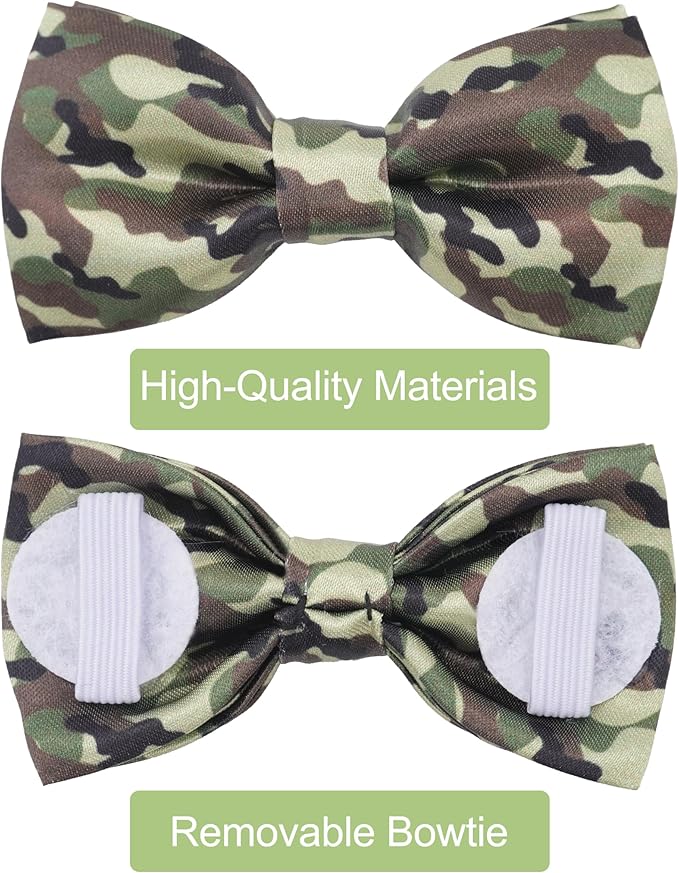 PET SHOW 10 Pack Camo Small Dog Bow Ties Sliding Collar Attachments Puppy Cats Colorful Camouflage Bowties for Medium Dogs Classic Bowknots Party Holiday Pet Grooming Accessories(Small)