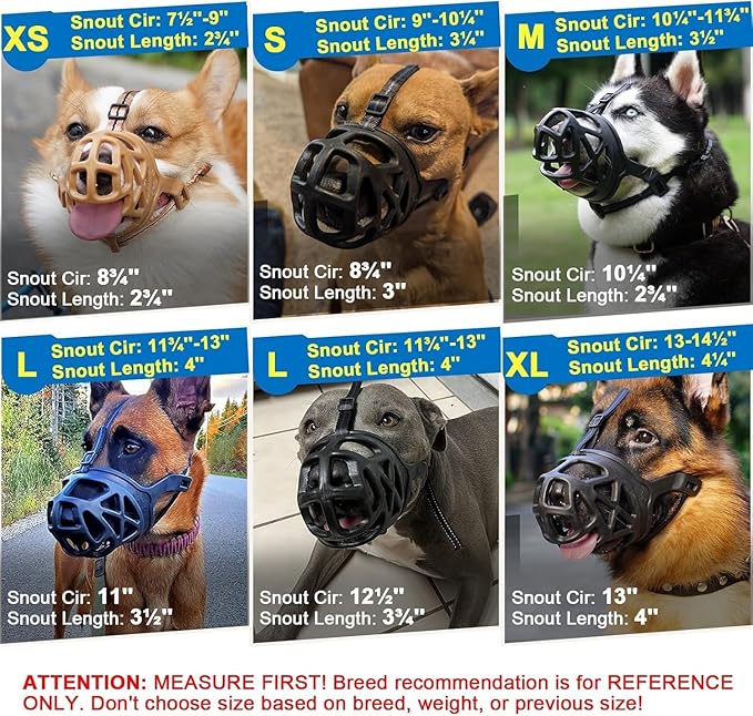 Mayerzon Dog Muzzle, Breathable Basket Muzzles for Small Medium Large Dogs Poodle Beagle German Shepherd Doberman, Cage Mouth Guard Stop Biting Chewing for Grooming Training