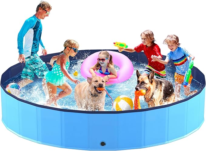 Niubya Foldable Dog Swimming Pool, Collapsible Pet Bathtub, Hard Plastic Bath Pool for Dogs and Cats, 97 x 16 in