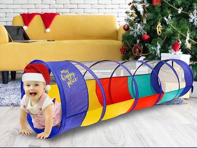 Kiddey Play Tunnel for Kids | Crawl Tunnels with See Through Sides | Outdoor & Indoor Multicolored Tent for Dogs, Toddlers, and Babies | Pop Up Baby Crawling Backyard Tunnel | Balls NOT Included