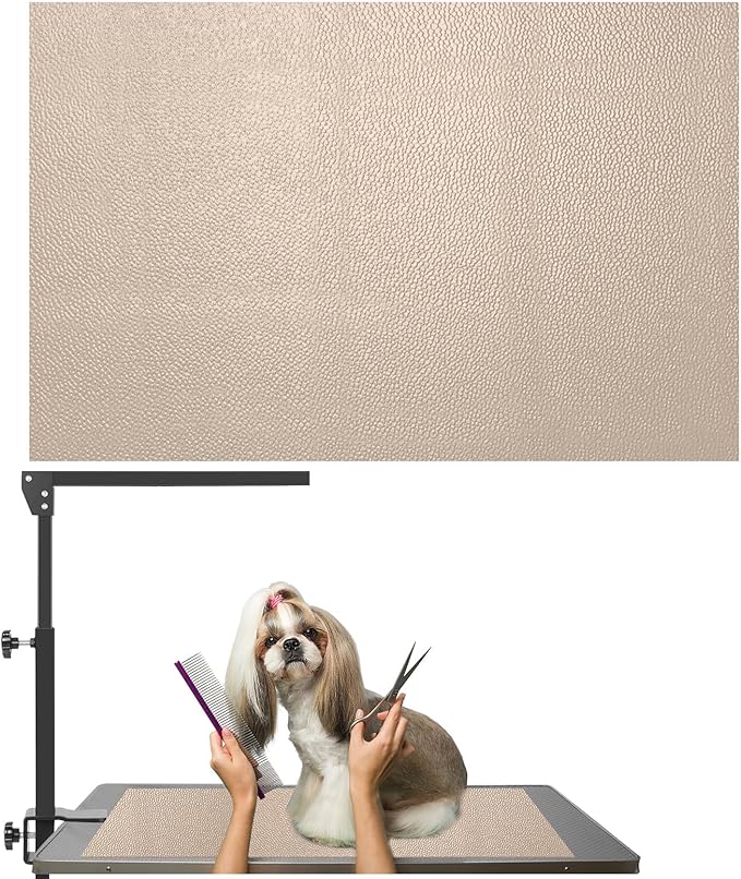 Dog Grooming Table Mat, (24x47inch) Khaki Dog Grooming Table Mat Pad Non-Slip, Pet Grooming Table Mat for Grooming Dogs at Home, Pet Groomers Table Mat, Easy-Clean Durability