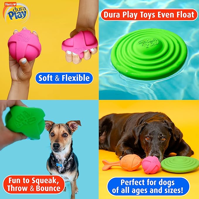 Hartz DuraPlay Bacon Scented Dog Toys, Large (Color May Vary) (Pack of 2)