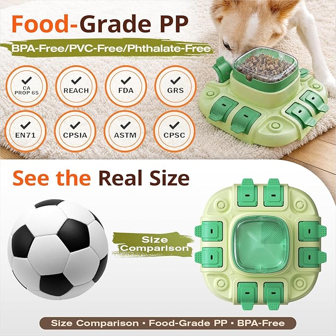 KADTC Dog Puzzle Toy, 2 Levels of Challenge, Push-to-Release Treat Dispenser, Slow Feeder & Mental Stimulation Enrichment Toy for Small Medium Large Dogs