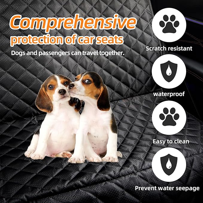 JSTHT Dog Car Seat Cover for Pets 100% Waterproof Seat Cover Hammock 600D Heavy Duty Scratch Proof Nonslip Durable Soft Back Seat Covers for Cars Trucks and SUVs, Universal Fit