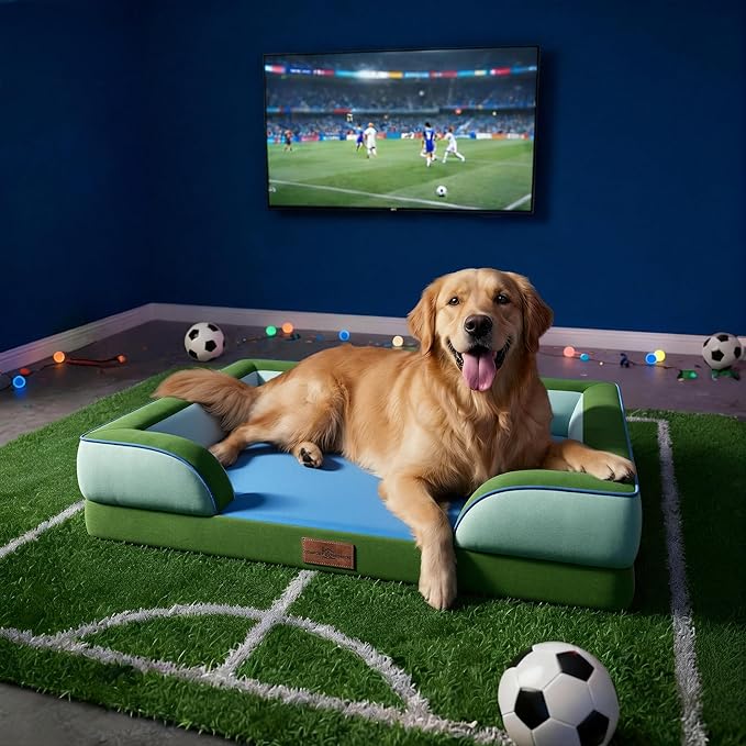 Comfort Expression Orthopedic Dog Bed for Large Dogs 36x27 Inch, Waterproof Egg Crate Foam Large Pet Bed with Bolsters, Dog Couch with Washable Cover & Non-Slip Bottom, Boston