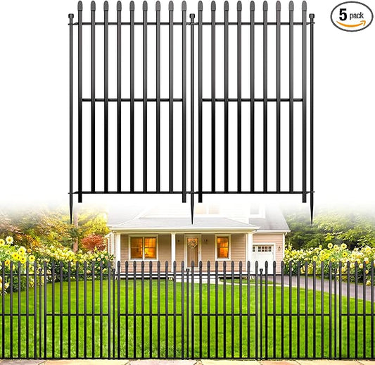 5 Panels No Dig Decorative Garden Fence, 40in(H)×11ft(L) Heavy-Duty Rustproof Metal Panels, Outdoor Dog Barrier for Yard & Patio, Landscape, Border| Portable Temporary Fencing