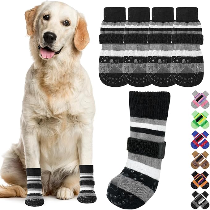 KOOLTAIL Dog Socks for Hot Pavement, Summer Dog Shoes to Prevent Licking Paws for Hardwood Floor, Non Slip Double Sides Boots & Paw Protectors, Pet Grippy Booties for Small Medium Large Senior Dogs