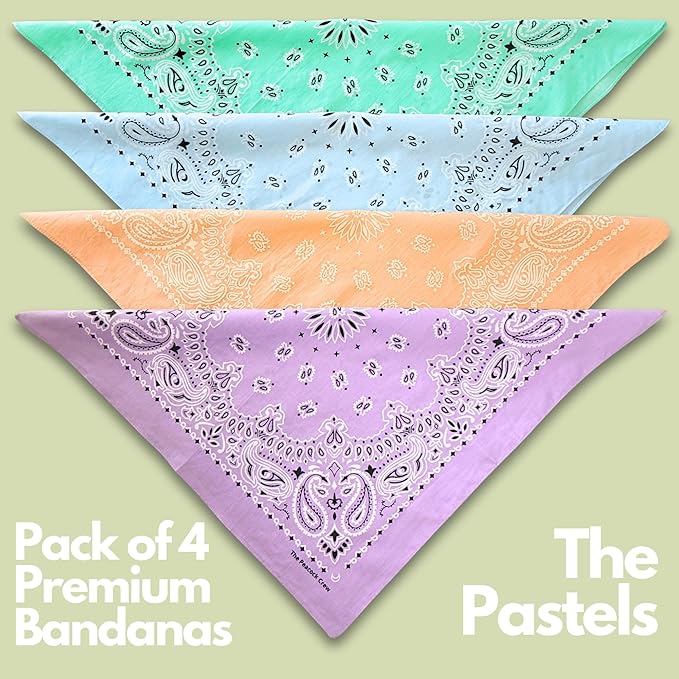 The Peacock Crew Premium Soft Cotton Bandanas Pack for Men and Women Paisley 22 x 22 inches