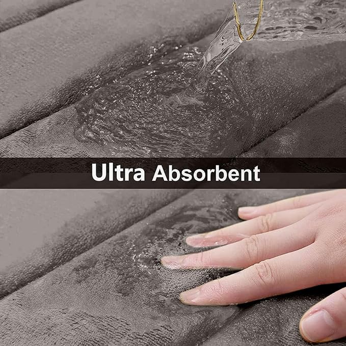 Buganda Memory Foam Bath Mat, 44" x 24", Ultra Soft and Non-Slip Bathroom Rugs, Water Absorbent and Machine Washable Bath Rug Runner for Bathroom, Shower, and Tub, Taupe