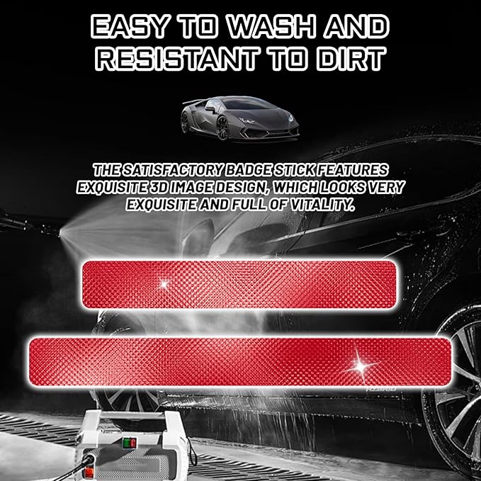 Red Door Sill Guard Protector, 4PCS 3D Carbon Fiber Anti-Scratch Door Entry Edge Bumper Sill Scuff Plate Trim, Front/Rear Door Threshold Protector Cover Sticker Strips