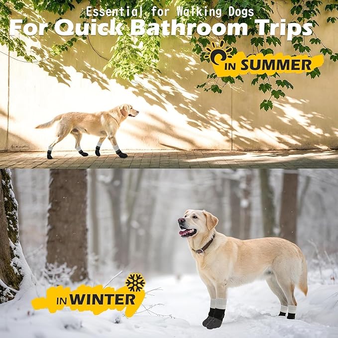 EXPAWLORER Anti Slip Dog Socks to Prevent Licking Paws,Dog Shoes for Cold Winter, Dog Booties for Hardwood Floors, Dog Boots & Paw Protectors with Grippers for Small Medium Large Senior Dogs Black XXL