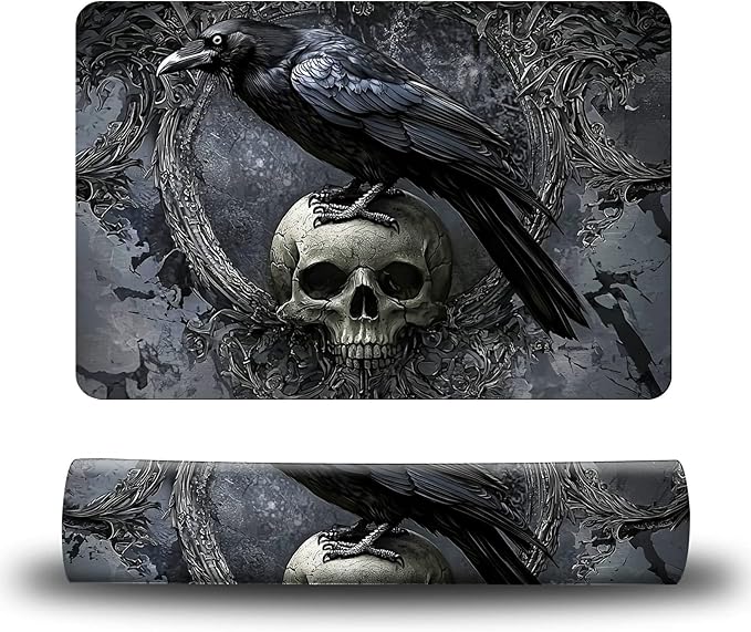 Dog Food Mat, 15.7" x 23.6" Absorbent Pet Feeding Mat for Food and Water, Waterproof Diatom Mud Pet Placemat with Non-Slip Rubber Backing, Easy Clean Cat Bowl Mat for Floors - Gray Eagle Skull