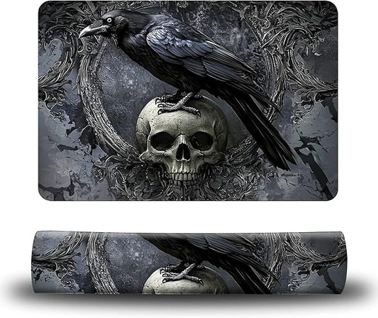 Dog Food Mat, 15.7" x 23.6" Absorbent Pet Feeding Mat for Food and Water, Waterproof Diatom Mud Pet Placemat with Non-Slip Rubber Backing, Easy Clean Cat Bowl Mat for Floors - Gray Eagle Skull