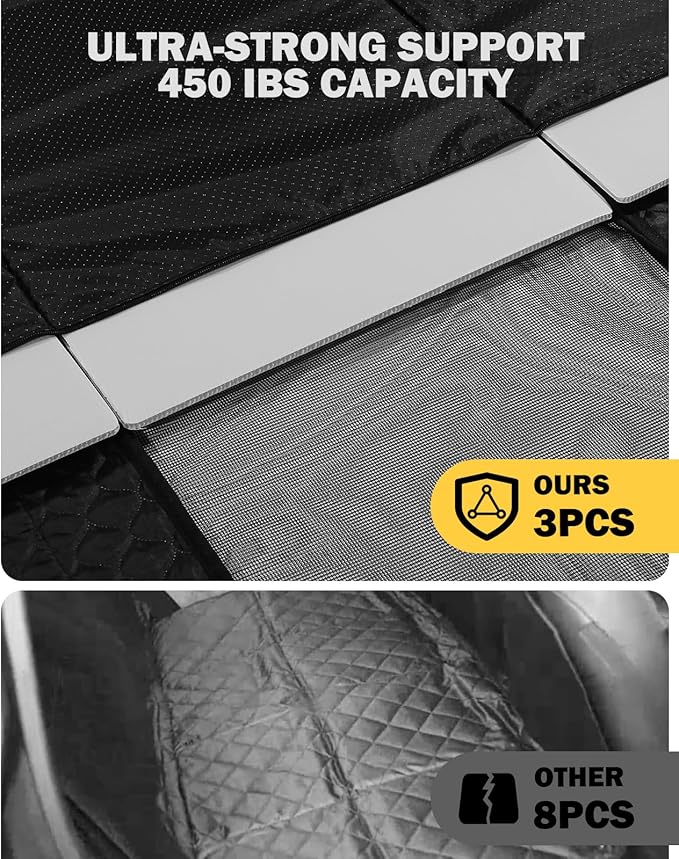 Dog Seat Cover for Back Seat, PU Hard Bottom Back Seat Extender Holds 420 lbs, Upgraded Material Waterproof, Anti Scratch, Safer, Easy to Use and Clean, Pet Car Bed Dog Hammock for Car, SUV, Truck