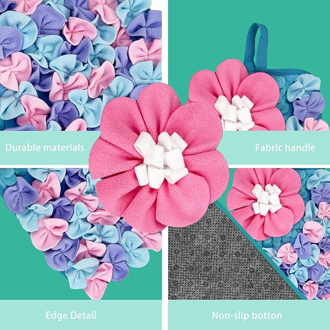 Small Animals Foraging Mat – Cute Rabbit Feeding Mat with Fun Design, Slow Eat Durable Fleece Pad for Rabbits, Hamsters, Guinea Pigs (Macaron Color)