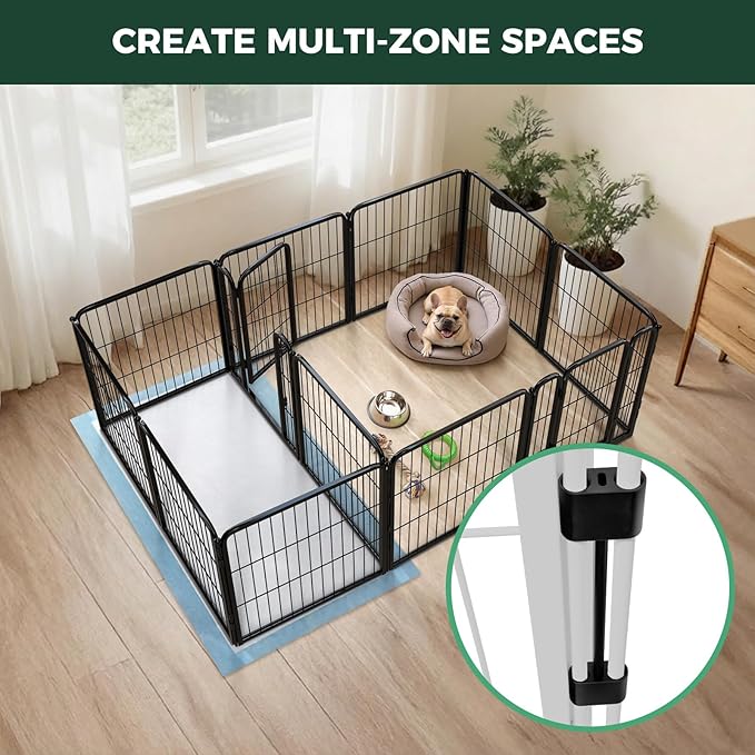 FXW Homeplus Unleashed Indoor Dog Playpen - Stress-Free and Safe Play, Heavy Duty 24 Inch 12 Panels with Connectors (Pack of 2) for Puppy and Small Dogs, Black│Patented