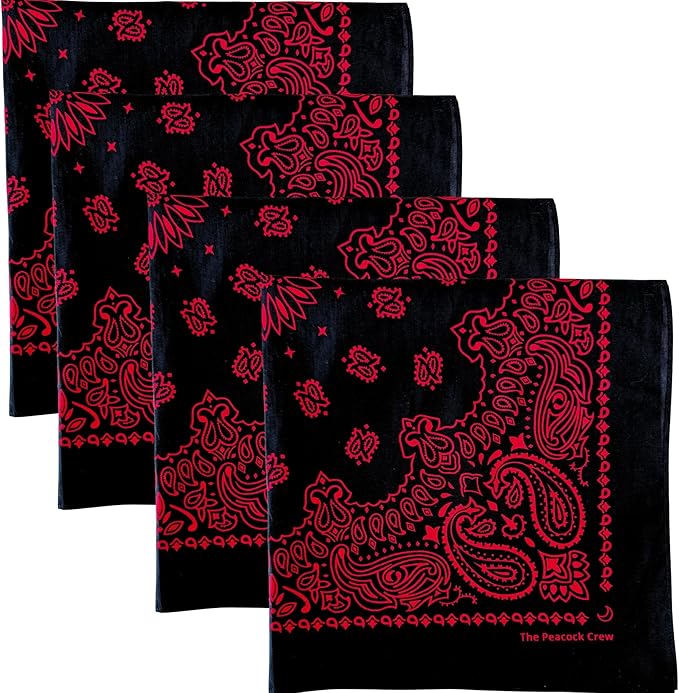 The Peacock Crew Premium Soft Cotton Bandanas Pack for Men and Women Paisley 22 x 22 inches