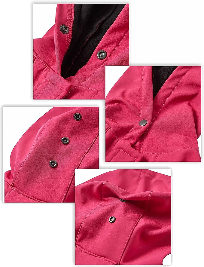 Blueberry Pet 24" Waterproof Dog Softshell Jacket, Hooded Raincoat and Windbreaker with Leash & Harness Hole, Pink, Outdoor Rain Gear for Dogs
