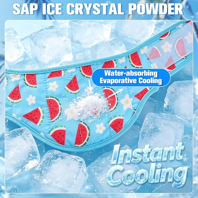 EXPAWLORER Dog Cooling Bandana - 2 Pack Instant Cool Chill Out Dog Scarf, Adjustable Summer Outdoor Ice Neck Cooler Vest, SAP Ice Crystal Powder Physical Cooling Pet Handkerchiefs, Fruits X-Large