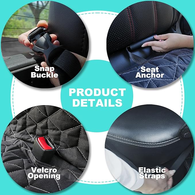 Meginc Dog Car Seat Cover for Back Seat, Waterproof Non-Slip Bench Protector for Dogs & Kids, Durable 600D Scratch Proof Seat Cover for Hair, Scratches, Travel and Daily Use in Full Size SUVs