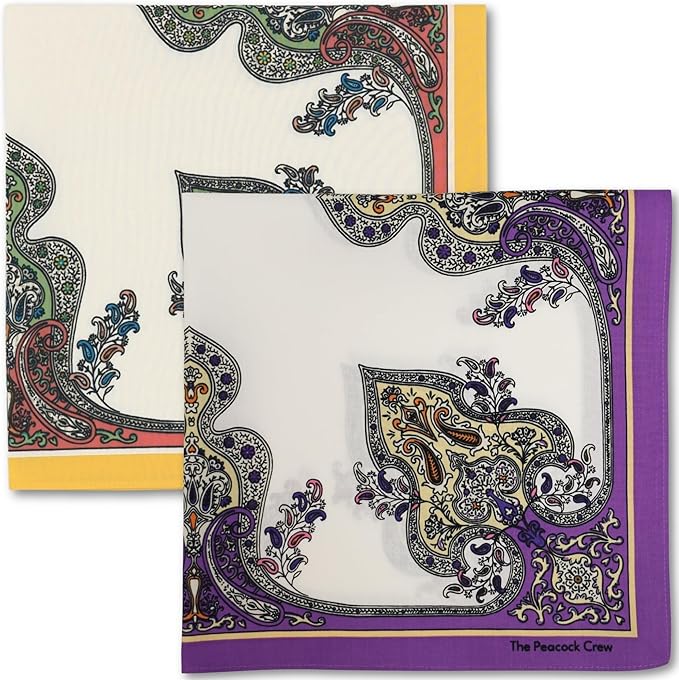 The Peacock Crew Premium Soft Cotton Bandanas Pack for Men and Women Paisley 22 x 22 inches